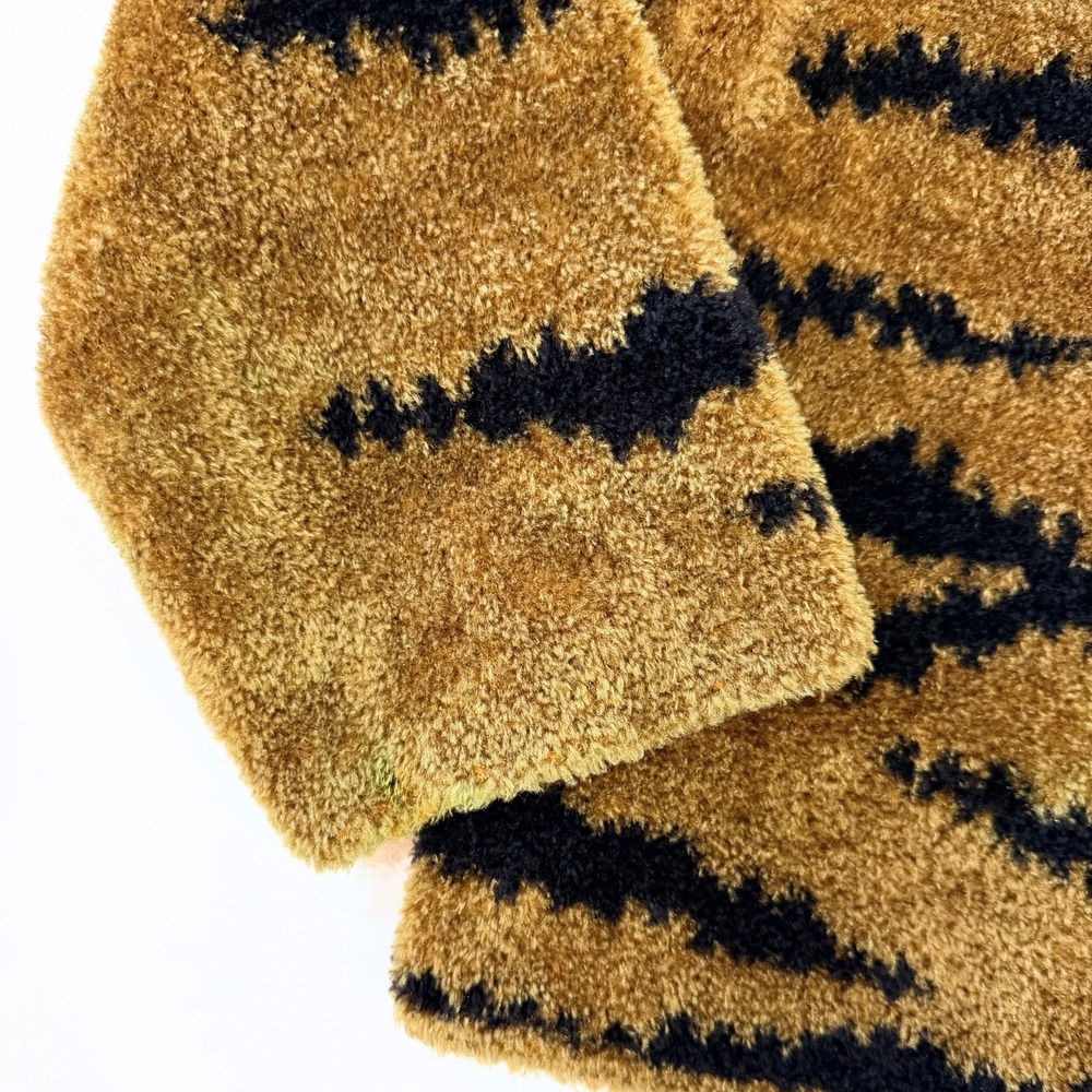Michael Simon Vintage 90s Tiger Stripe Fuzzy Cardigan Sweater Gold Black M - Picture 4 of 9